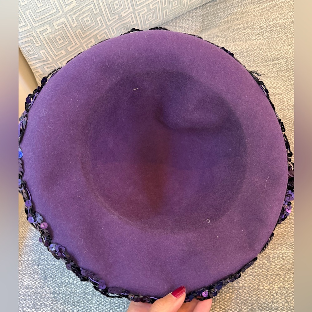 Vintage Purple Sequin-Trimmed Hat - Picture 3 of 5